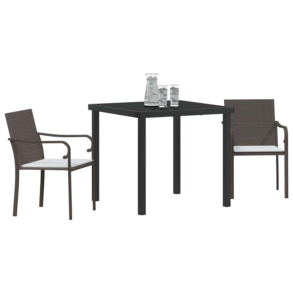 Vrtni set za objed 3 pcs Smeđa i crna PE ratan