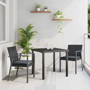 Vrtni set za objed 3 pcs Crna i Siva PE ratan