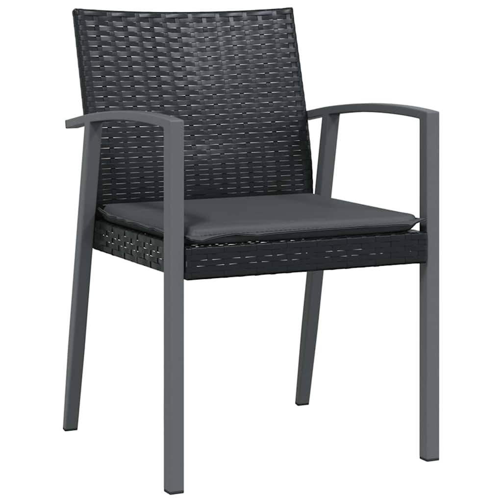 Vrtni set za objed 9 pcs Crna i Siva PE ratan