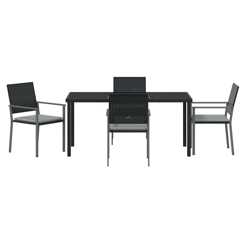 Vrtni set za objed 5 pcs Crna i svijetlo siva PE ratan