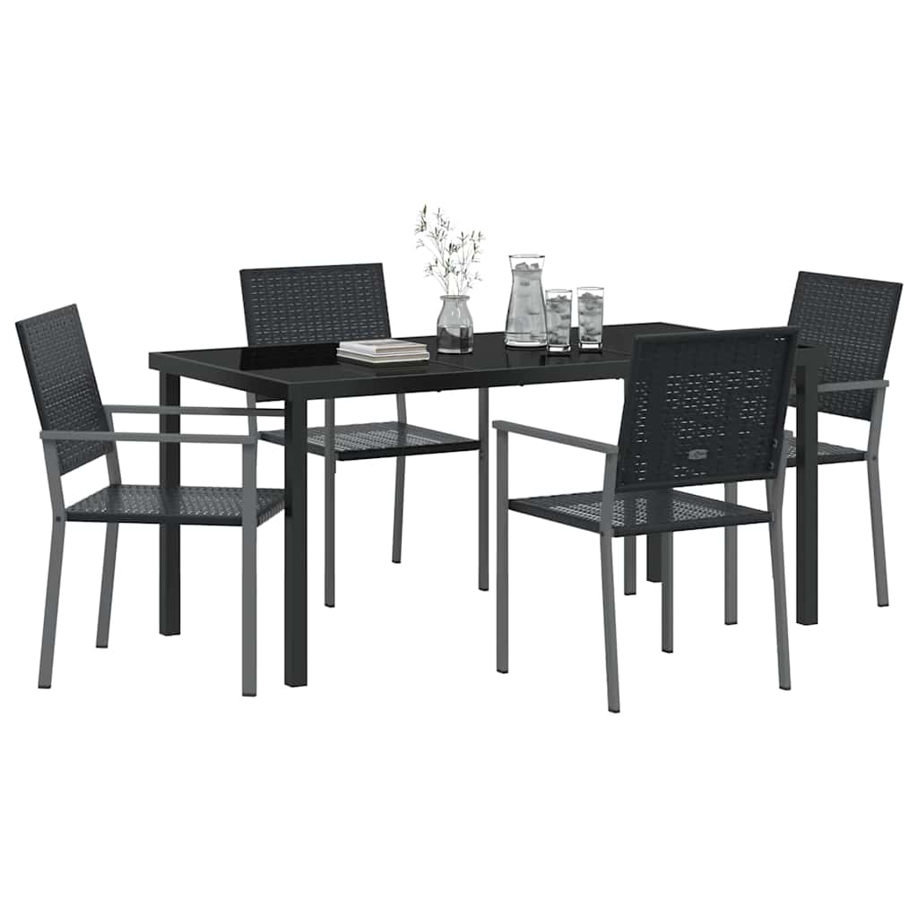 Vrtni set za objed 5 pcs Crna PE ratan