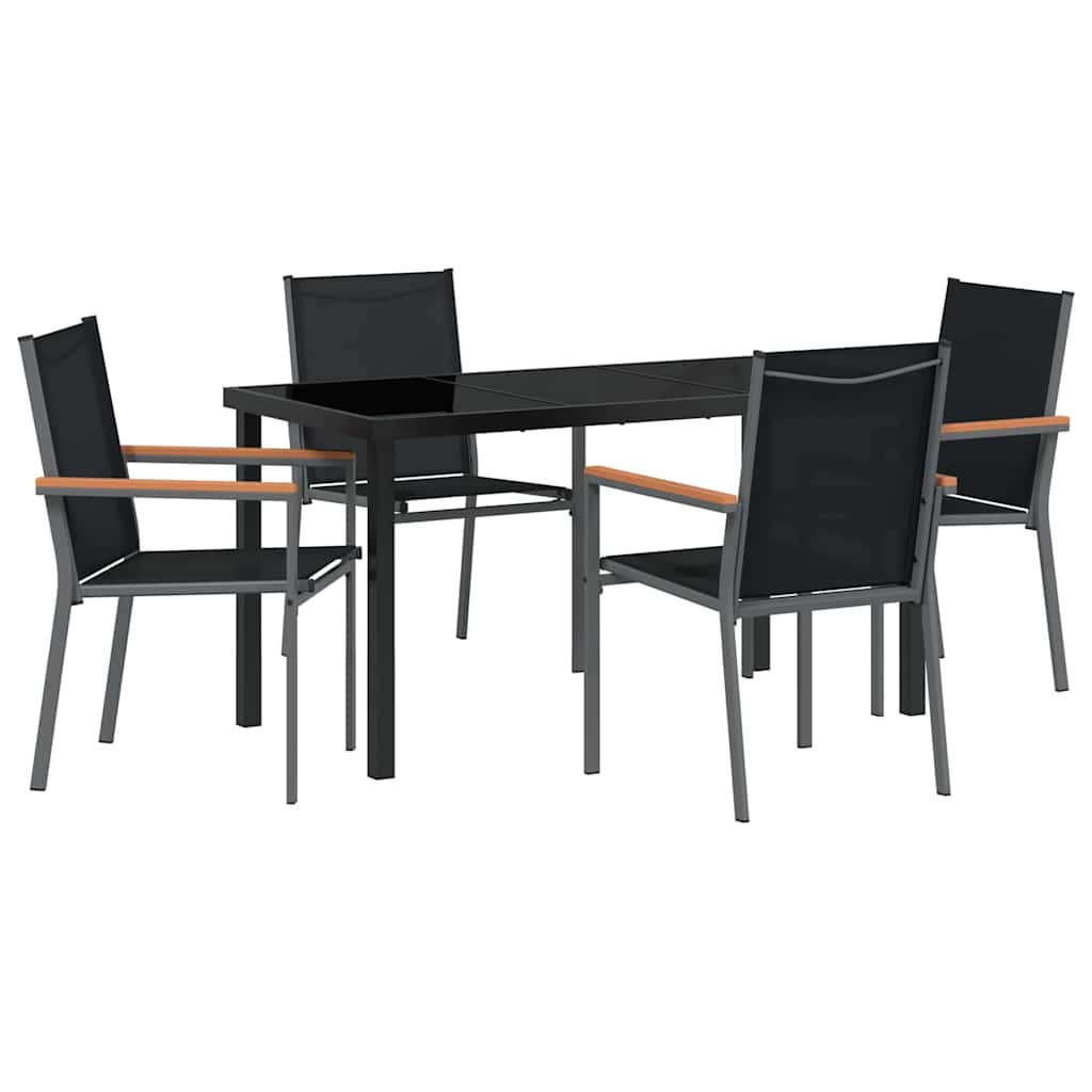 Vrtni set za objed 5 pcs Crna Čelik s prahom