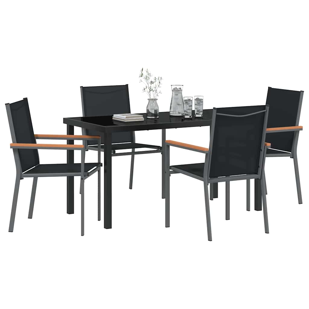Vrtni set za objed 5 pcs Crna Čelik s prahom
