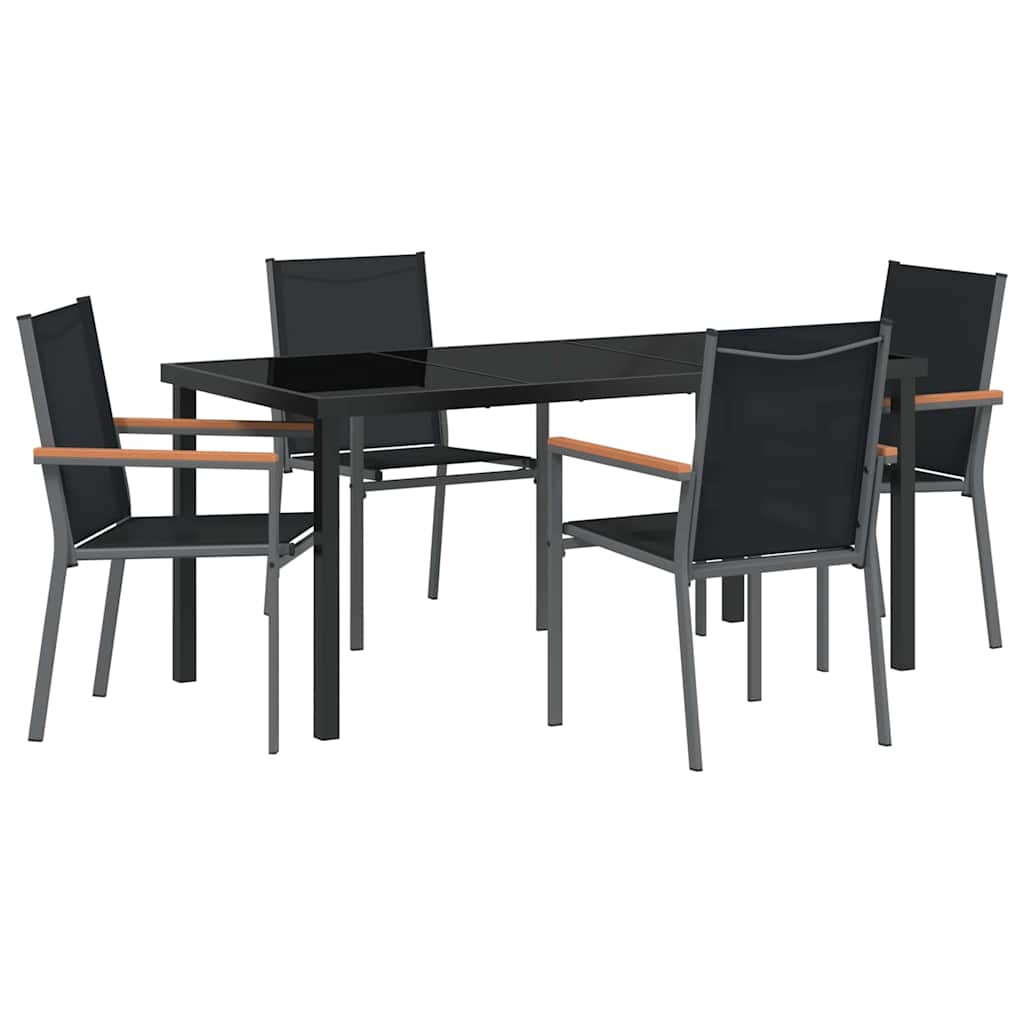 Vrtni set za objed 5 pcs Crna Čelik s prahom