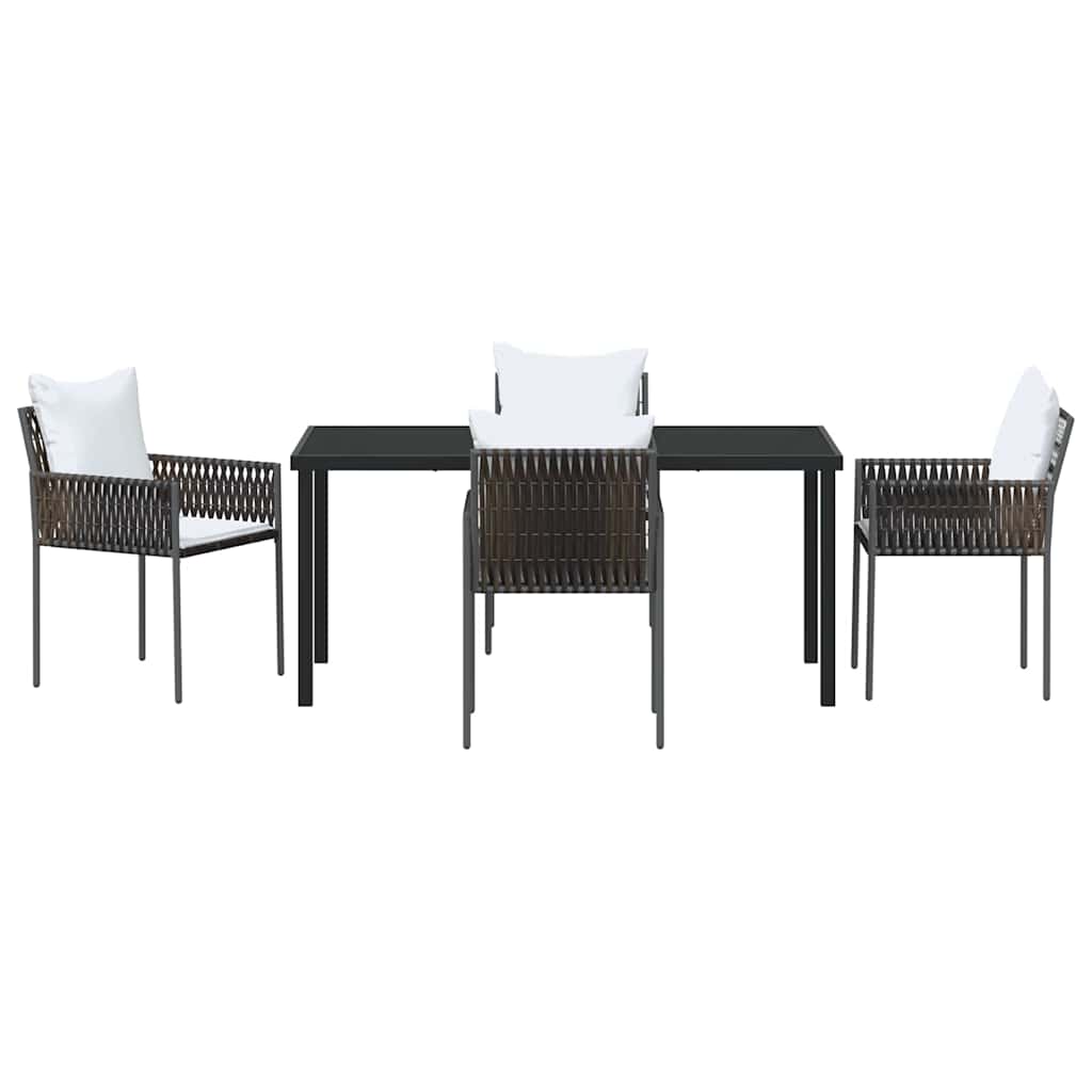Vrtni set za objed 5 pcs Smeđa i crna PE ratan