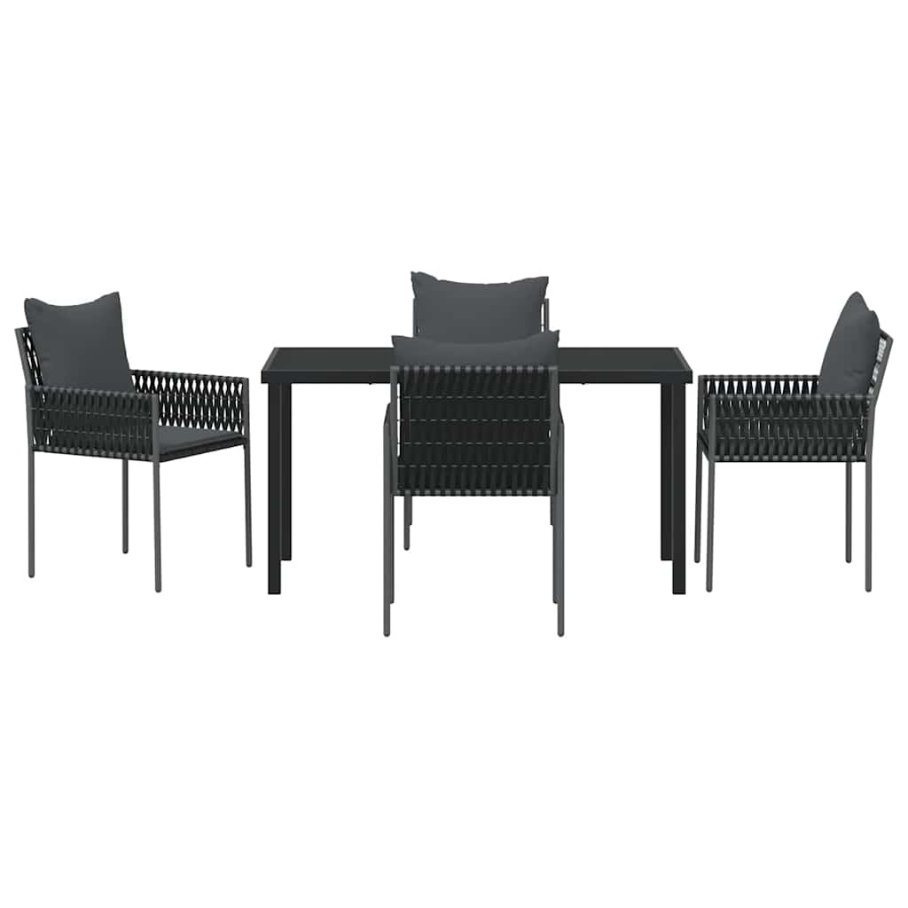 Vrtni set za objed 5 pcs Crna i Siva PE ratan