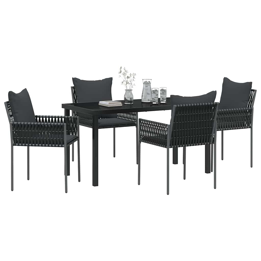 Vrtni set za objed 5 pcs Crna i Siva PE ratan