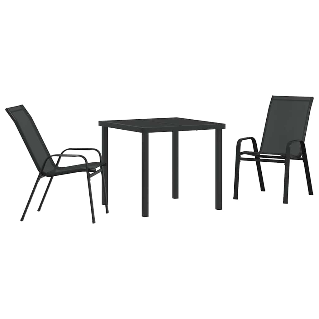 Vrtni set za objed 3 pcs Crna Čelik s prahom