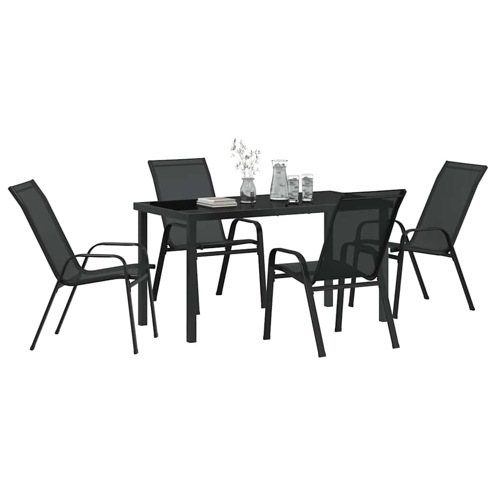 Vrtni set za objed 5 pcs Crna Čelik s prahom