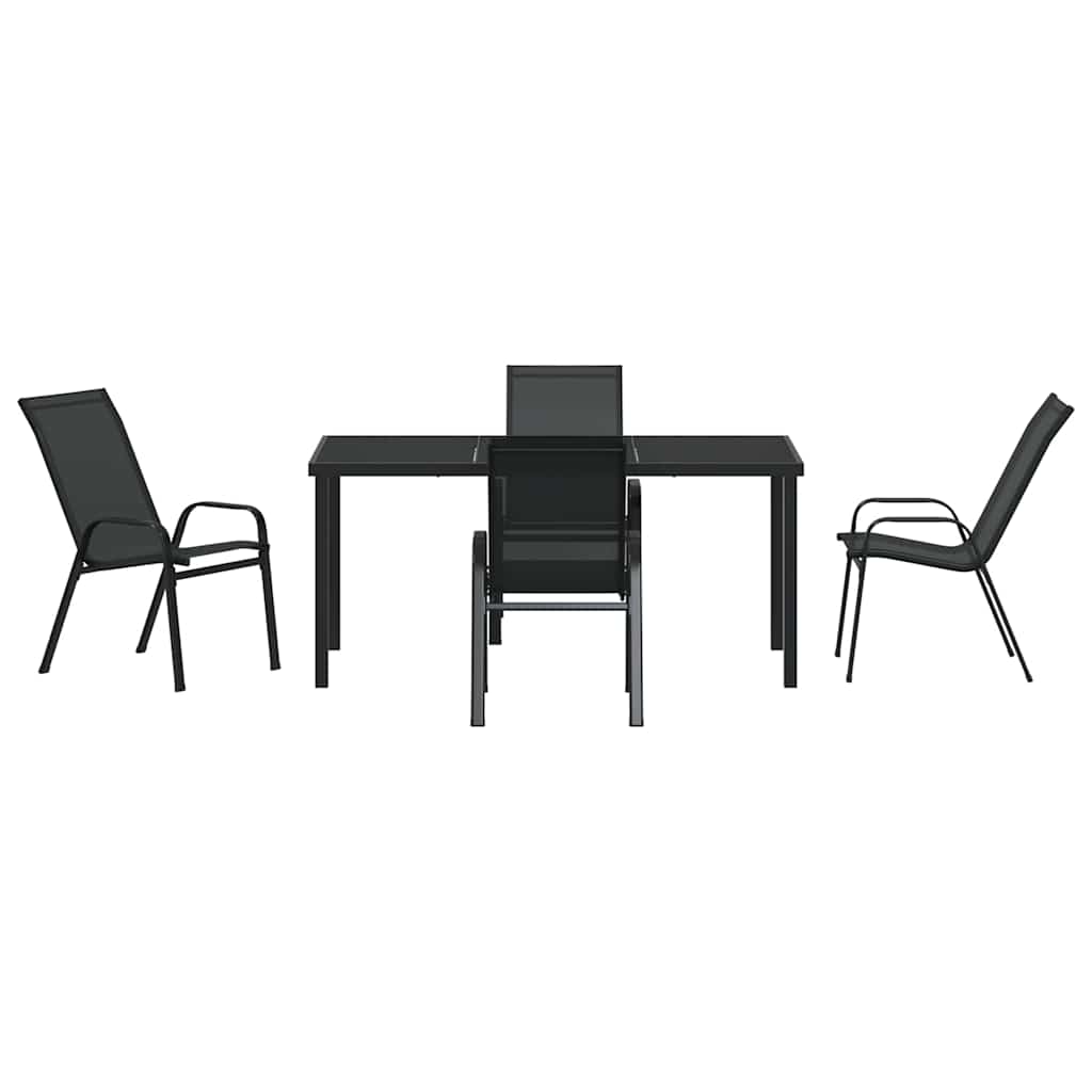 Vrtni set za objed 5 pcs Crna Čelik s prahom