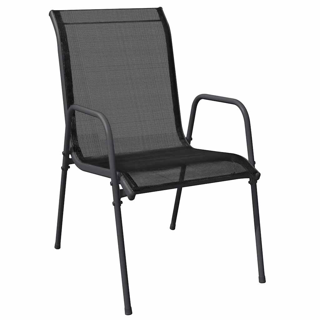 Vrtni set za objed 9 pcs Crna Čelik s prahom premazan