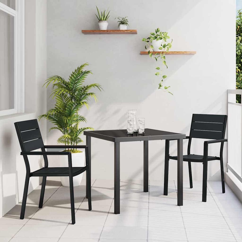 Vrtni set za objed 3 pcs Crna Čelik s prahom premazan