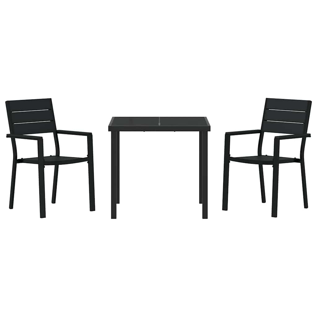 Vrtni set za objed 3 pcs Crna Čelik s prahom premazan