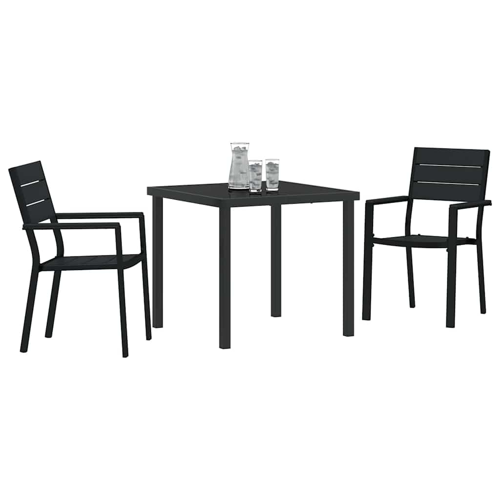 Vrtni set za objed 3 pcs Crna Čelik s prahom premazan