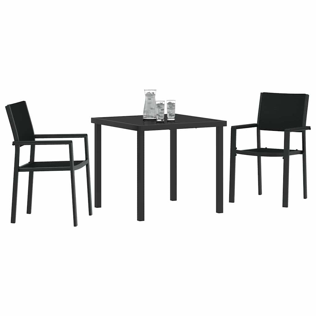 Vrtni set za objed 3 pcs Crna Čelik s prahom premazan