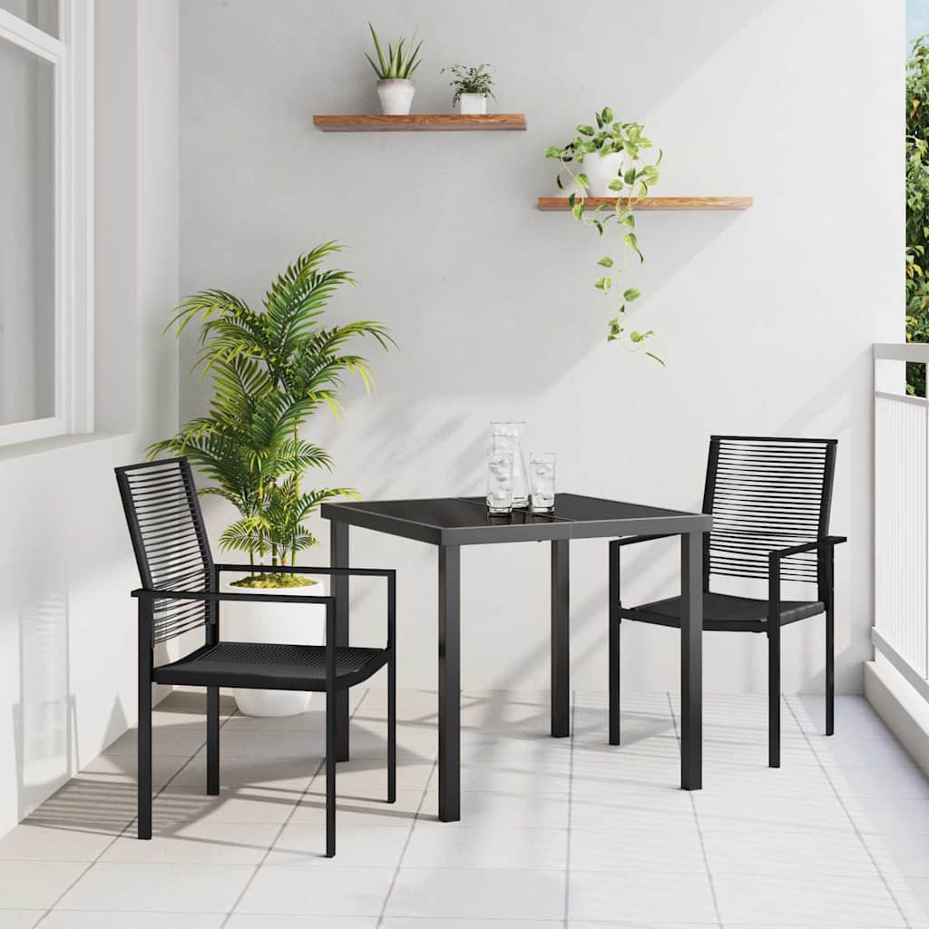 Vrtni set za objed 3 pcs Crna Čelik s prahom premazan