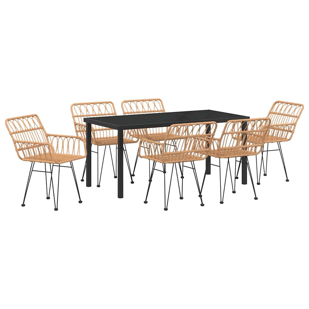 Vrtni set za objed 7 pcs Smeđa Čelik s prahom premazan