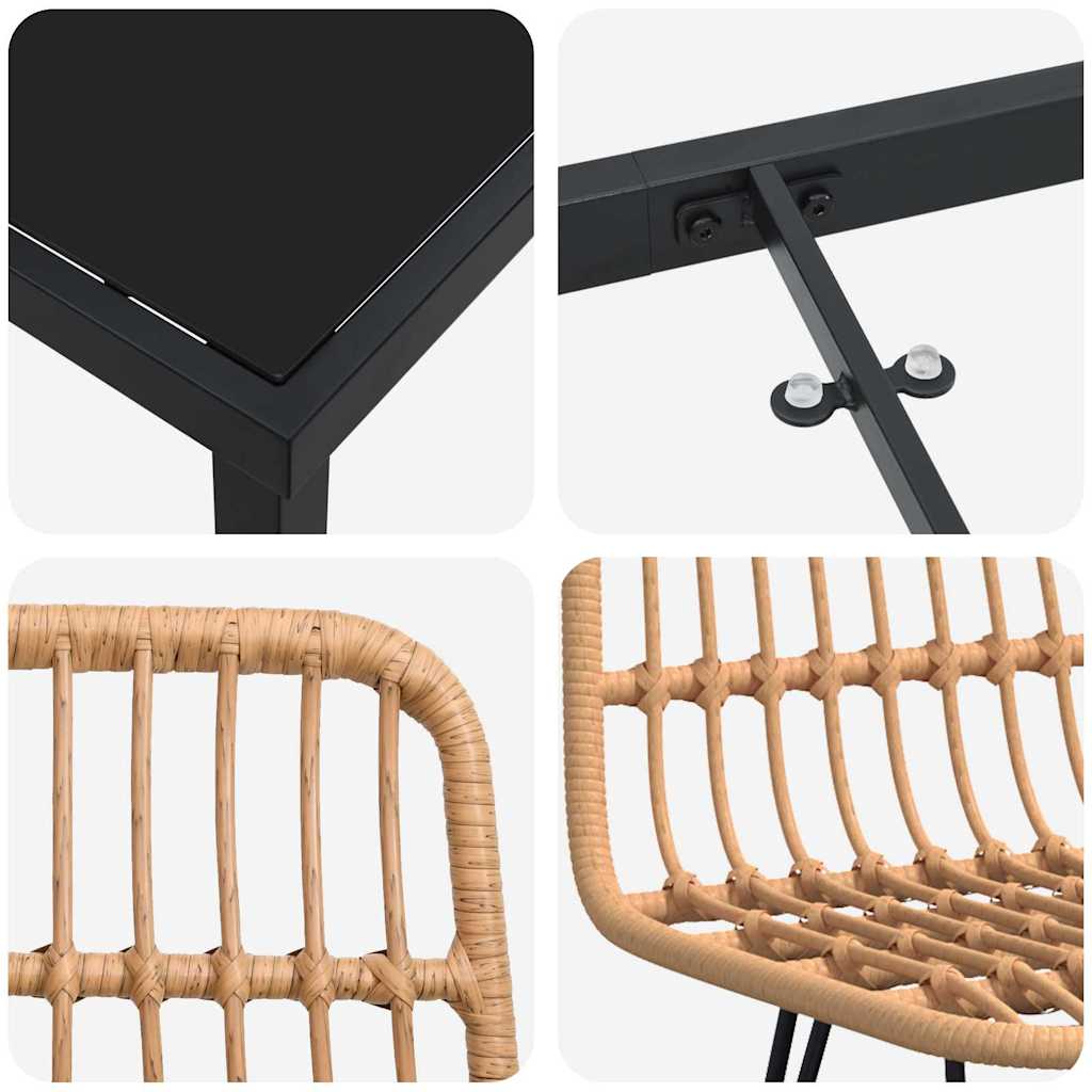 Vrtni set za objed 7 pcs Smeđa Čelik s prahom premazan