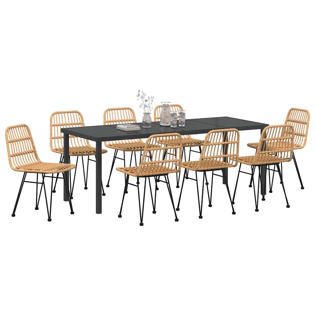 Vrtni set za objed 9 pcs Smeđa Čelik s prahom premazan