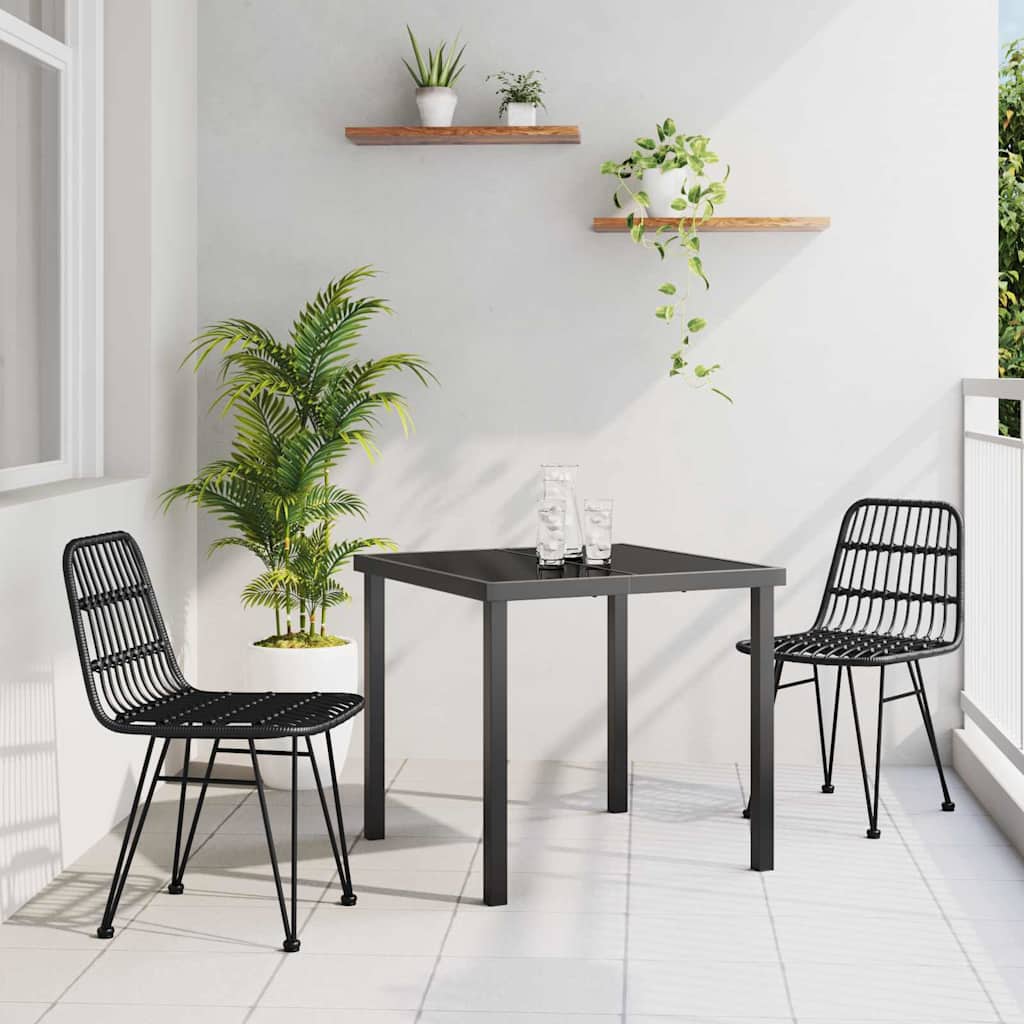 Vrtni set za objed 3 pcs Crna Čelik s prahom premazan