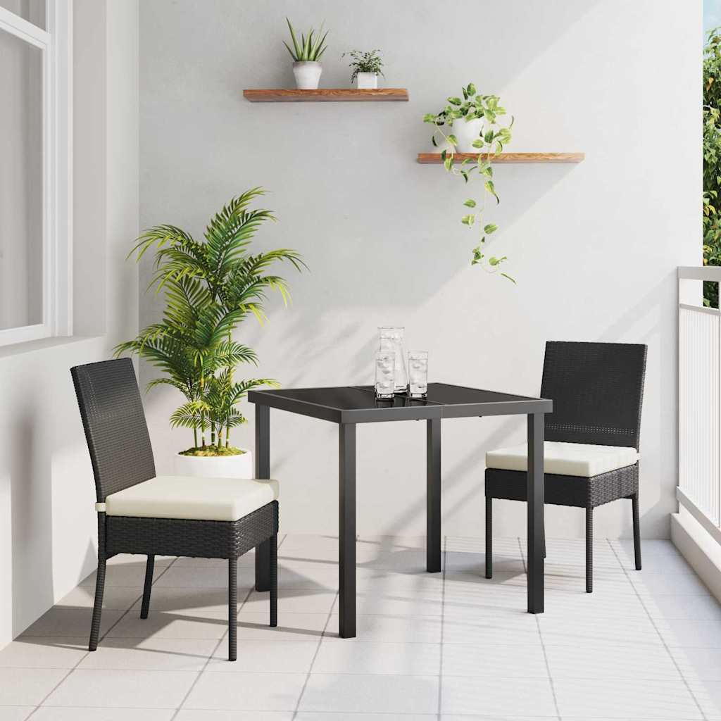 Vrtni set za objed 3 pcs Crna Čelik s prahom premazan