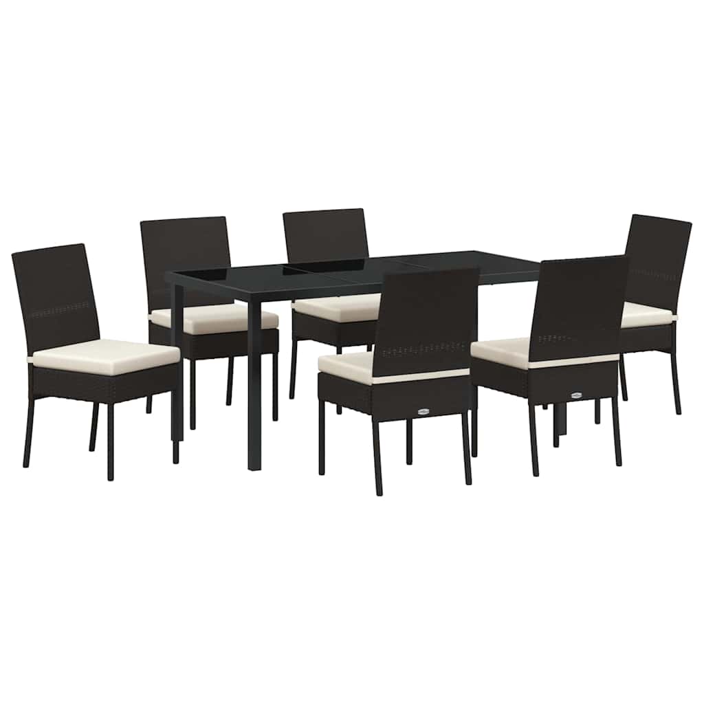 Vrtni set za objed 7 pcs Crna Čelik s prahom premazan