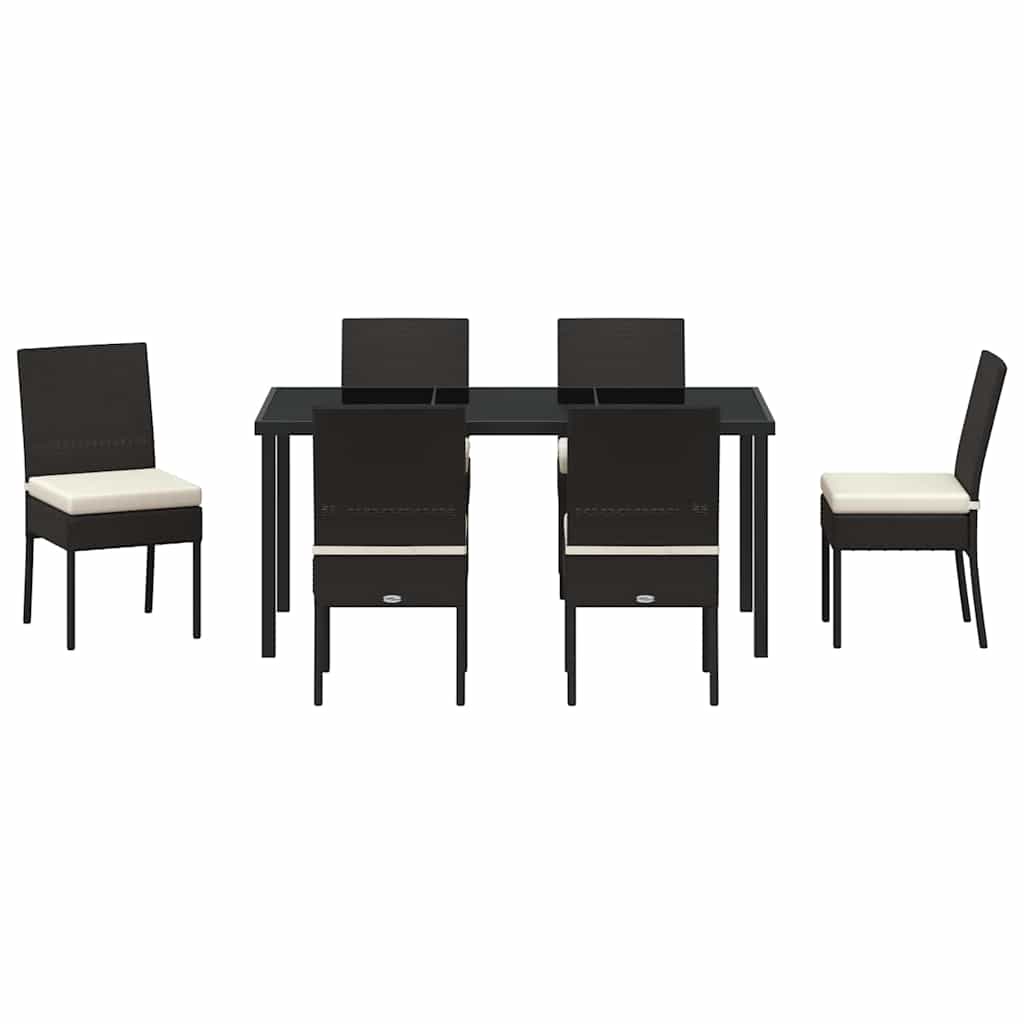 Vrtni set za objed 7 pcs Crna Čelik s prahom premazan