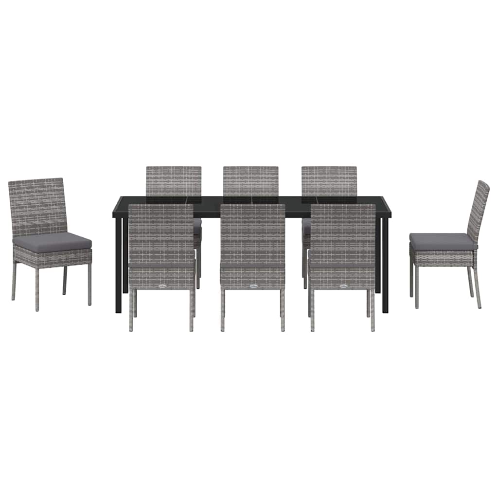 Vrtni set za objed 9 pcs Siva Čelik s prahom premazan
