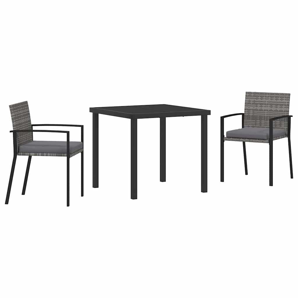 Vrtni set za objed 3 pcs Siva Čelik s prahom premazan