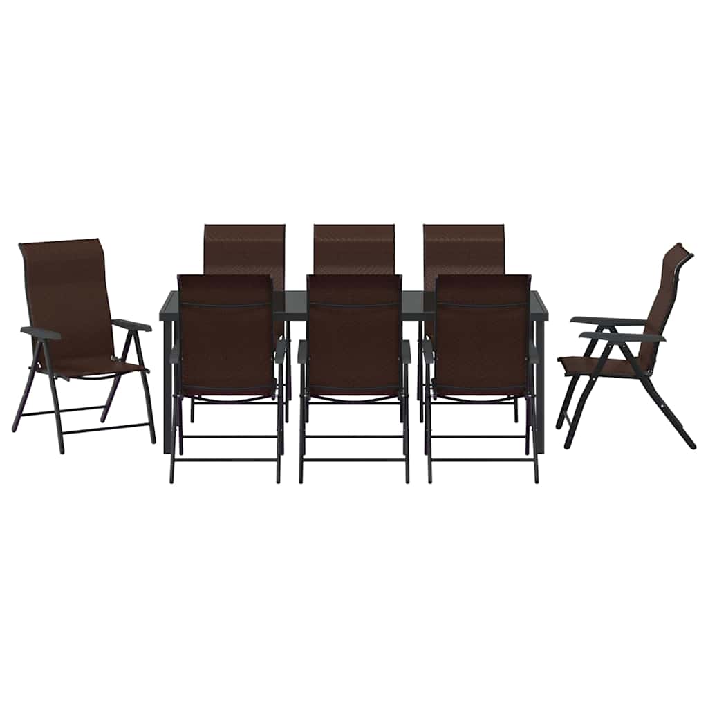 Vrtni set za objed 9 pcs Smeđa Čelik s prahom premazan