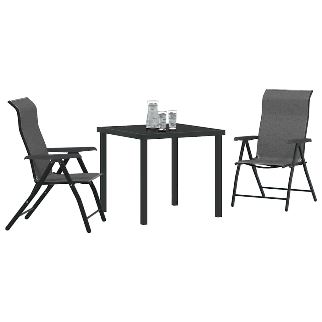 Vrtni set za objed 3 pcs Siva Čelik s prahom premazan