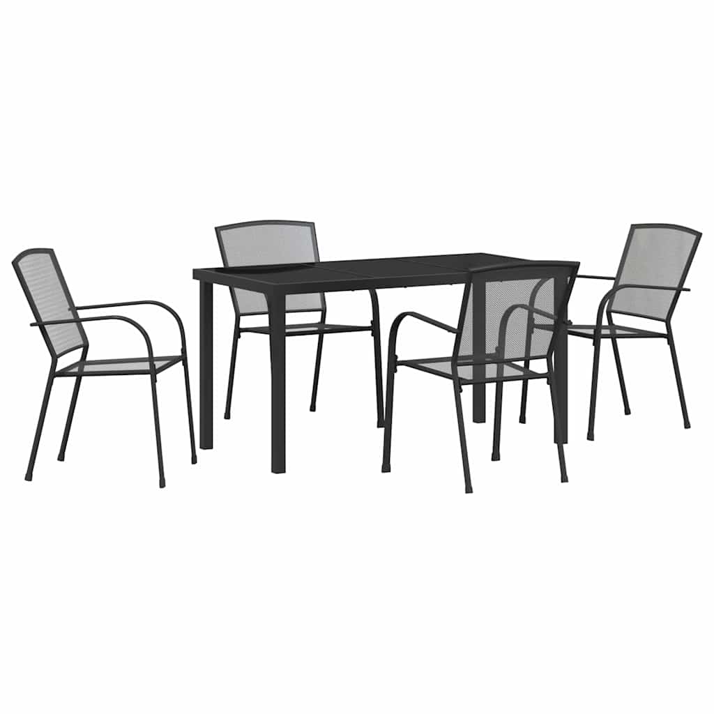 Vrtni set za objed 5 pcs Antracit Čelik s prahom premazan