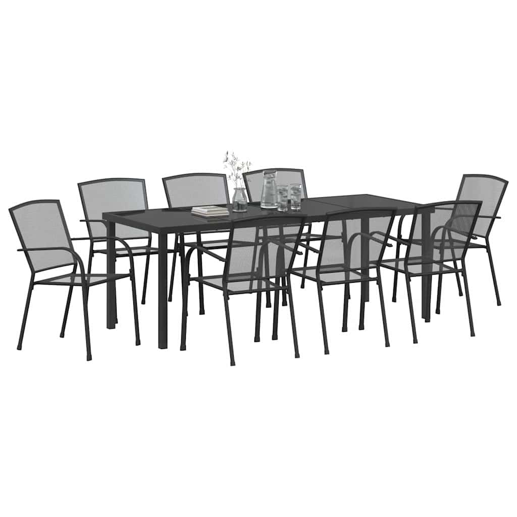 Vrtni set za objed 9 pcs Antracit Čelik s prahom premazan