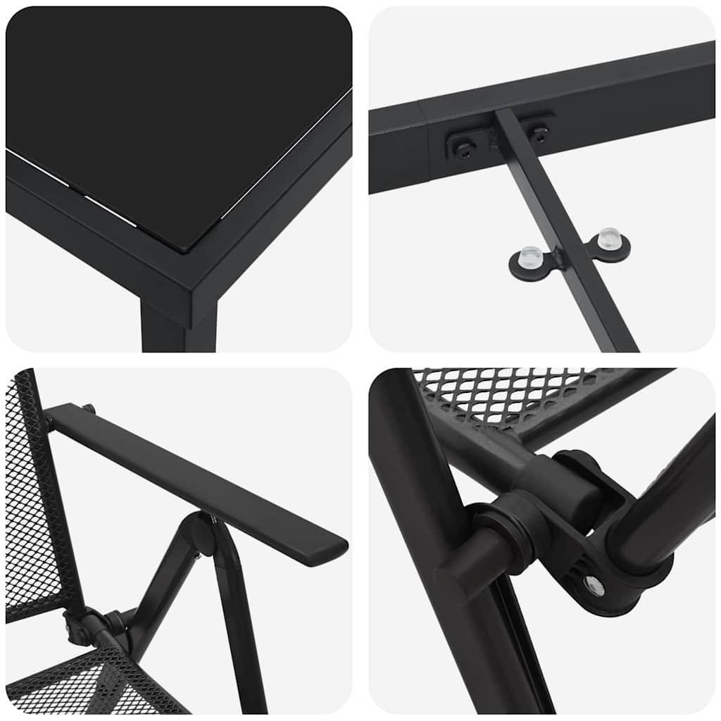 Vrtni set za objed 7 pcs Antracit Čelik s prahom premazan