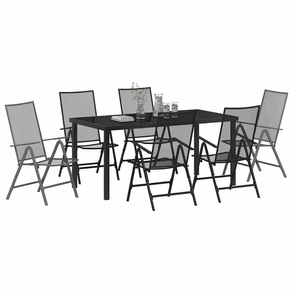 Vrtni set za objed 7 pcs Antracit Čelik s prahom premazan