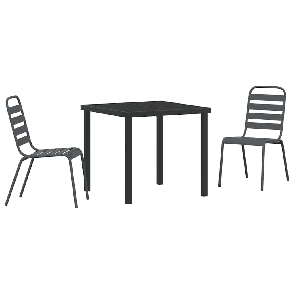 Vrtni set za objed 3 pcs Antracit Čelik s prahom premazan