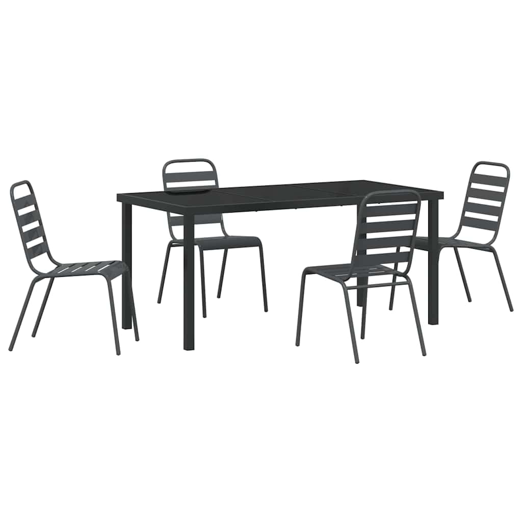 Vrtni set za objed 5 pcs Antracit Čelik s prahom premazan