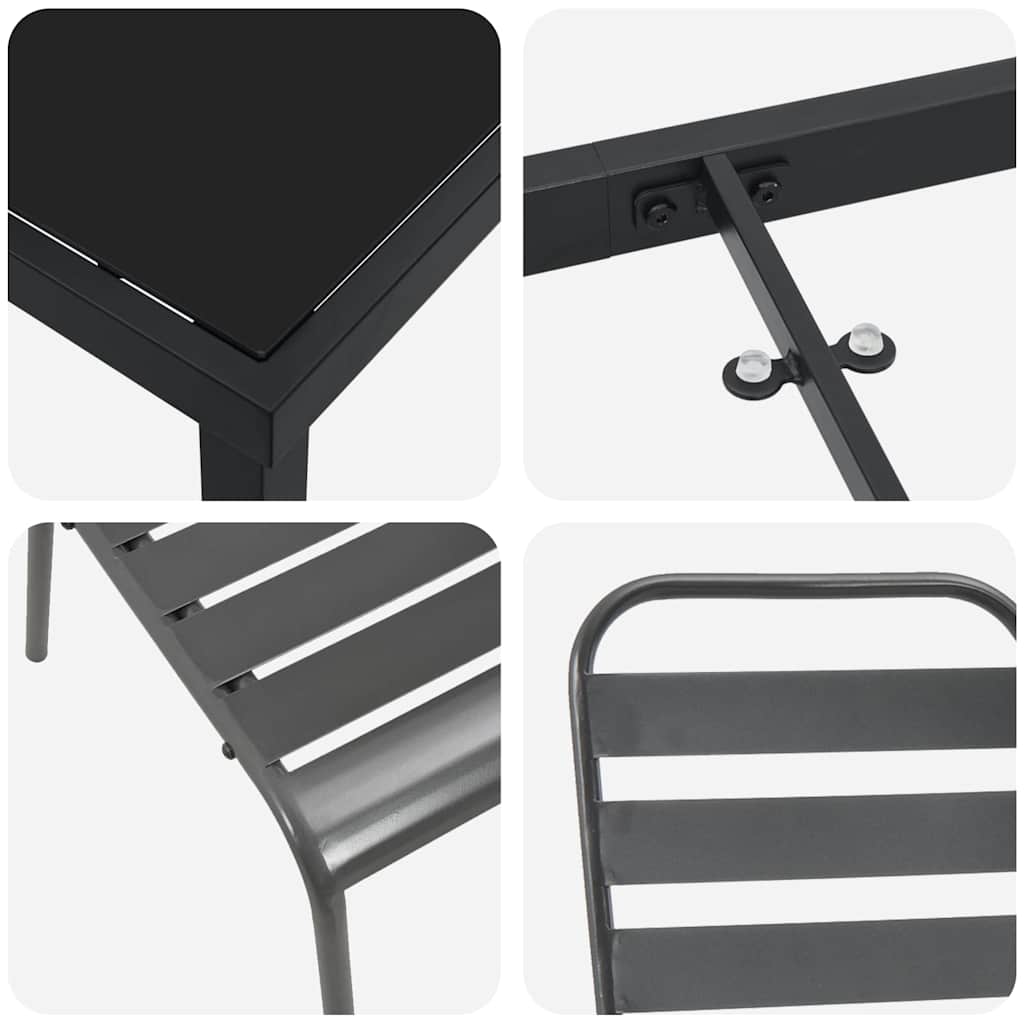 Vrtni set za objed 7 pcs Antracit Čelik s prahom premazan