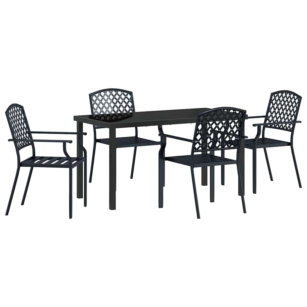 Vrtni set za objed 5 pcs Antracit Čelik s prahom premazan