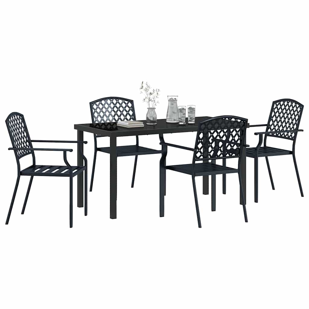 Vrtni set za objed 5 pcs Antracit Čelik s prahom premazan