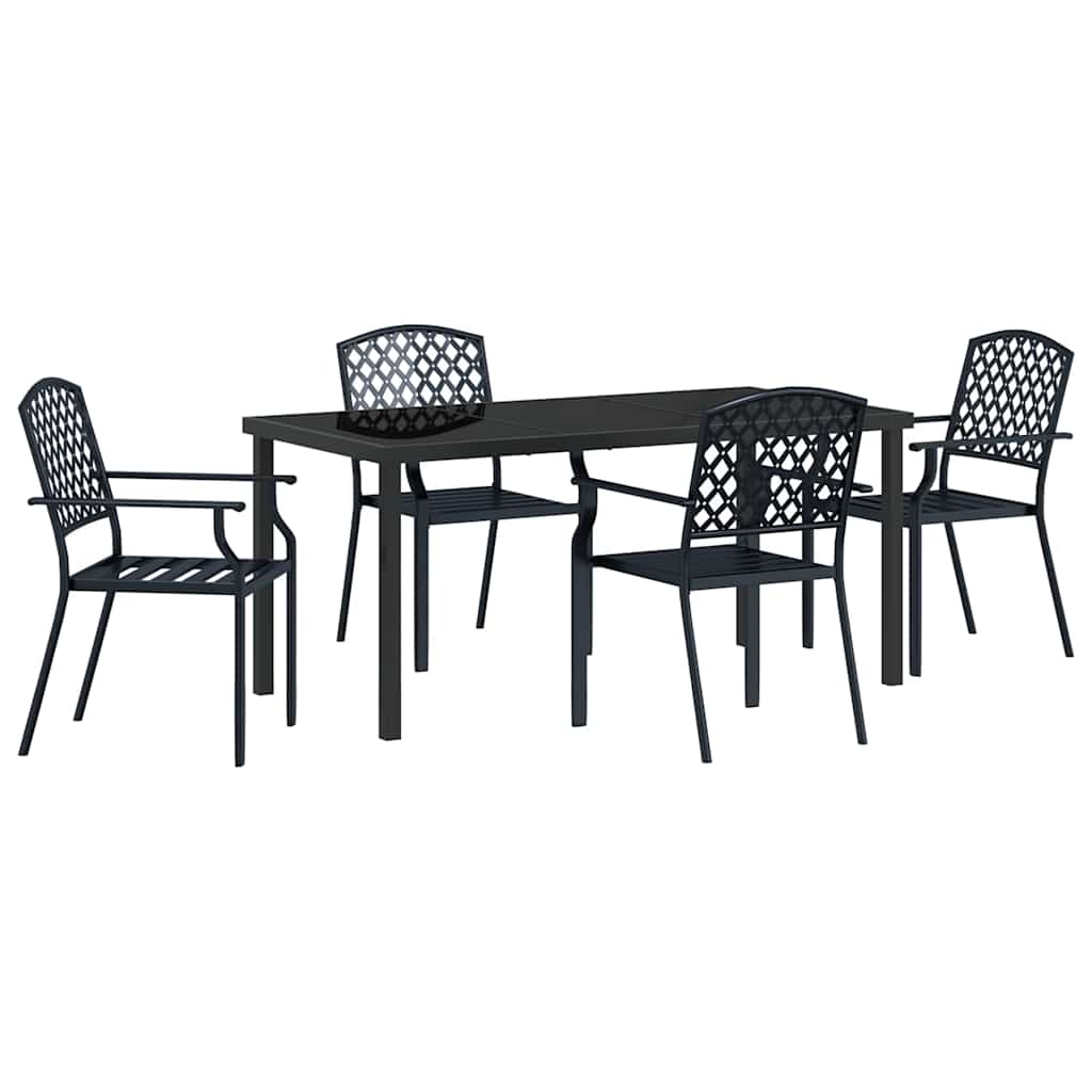 Vrtni set za objed 5 pcs Antracit Čelik s prahom premazan