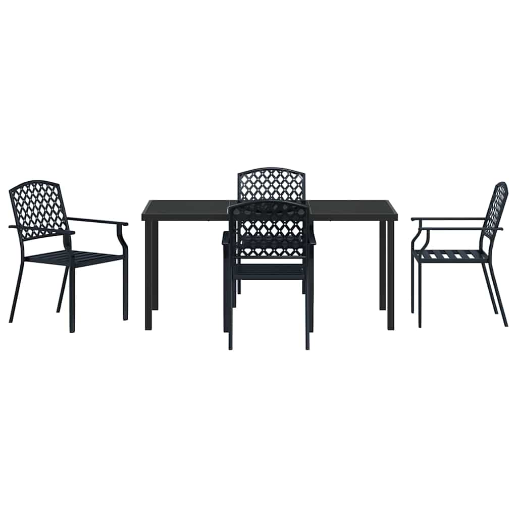 Vrtni set za objed 5 pcs Antracit Čelik s prahom premazan