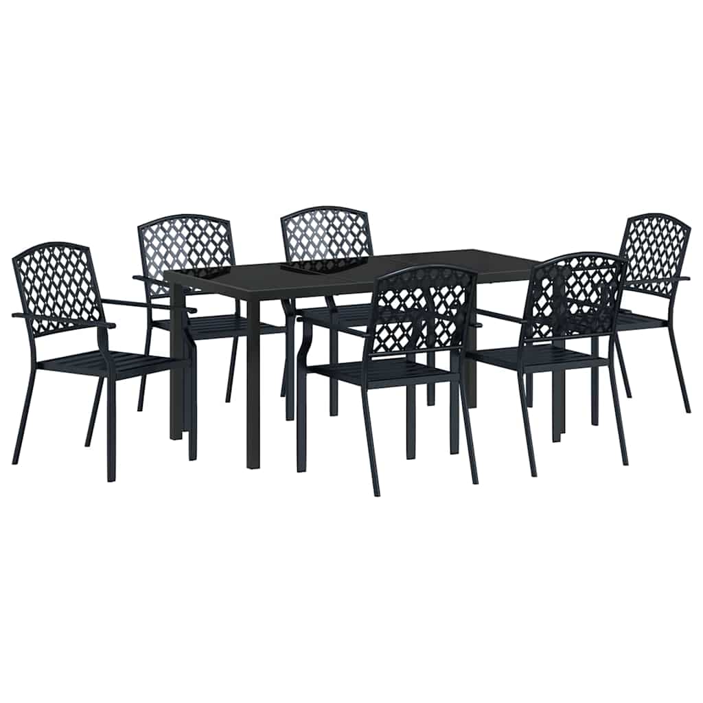 Vrtni set za objed 7 pcs Antracit Čelik s prahom premazan