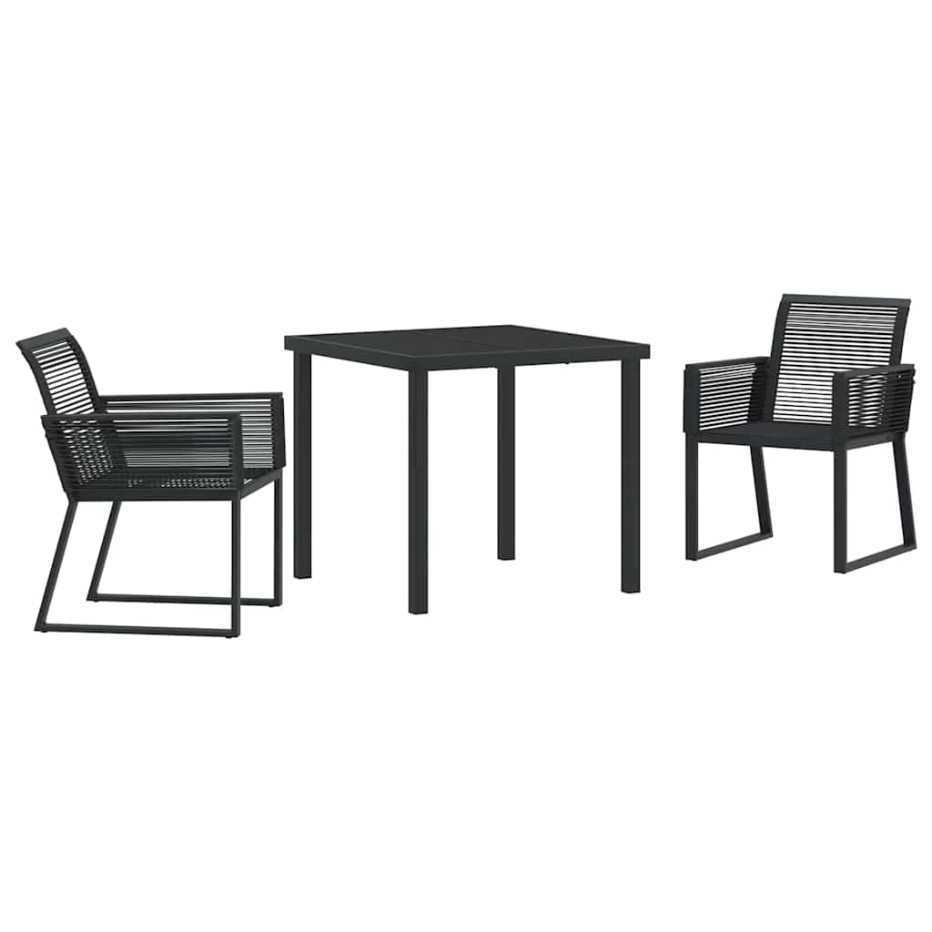 Vrtni set za objed 3 pcs Crna Čelik s prahom premazan