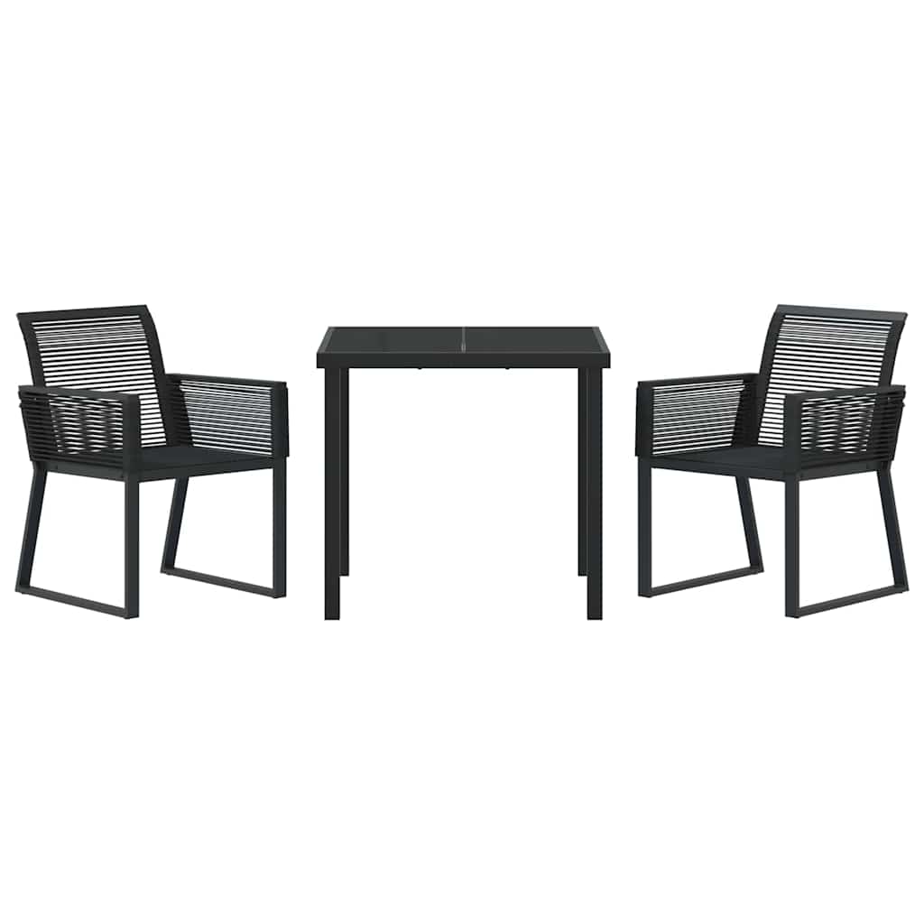 Vrtni set za objed 3 pcs Crna Čelik s prahom premazan