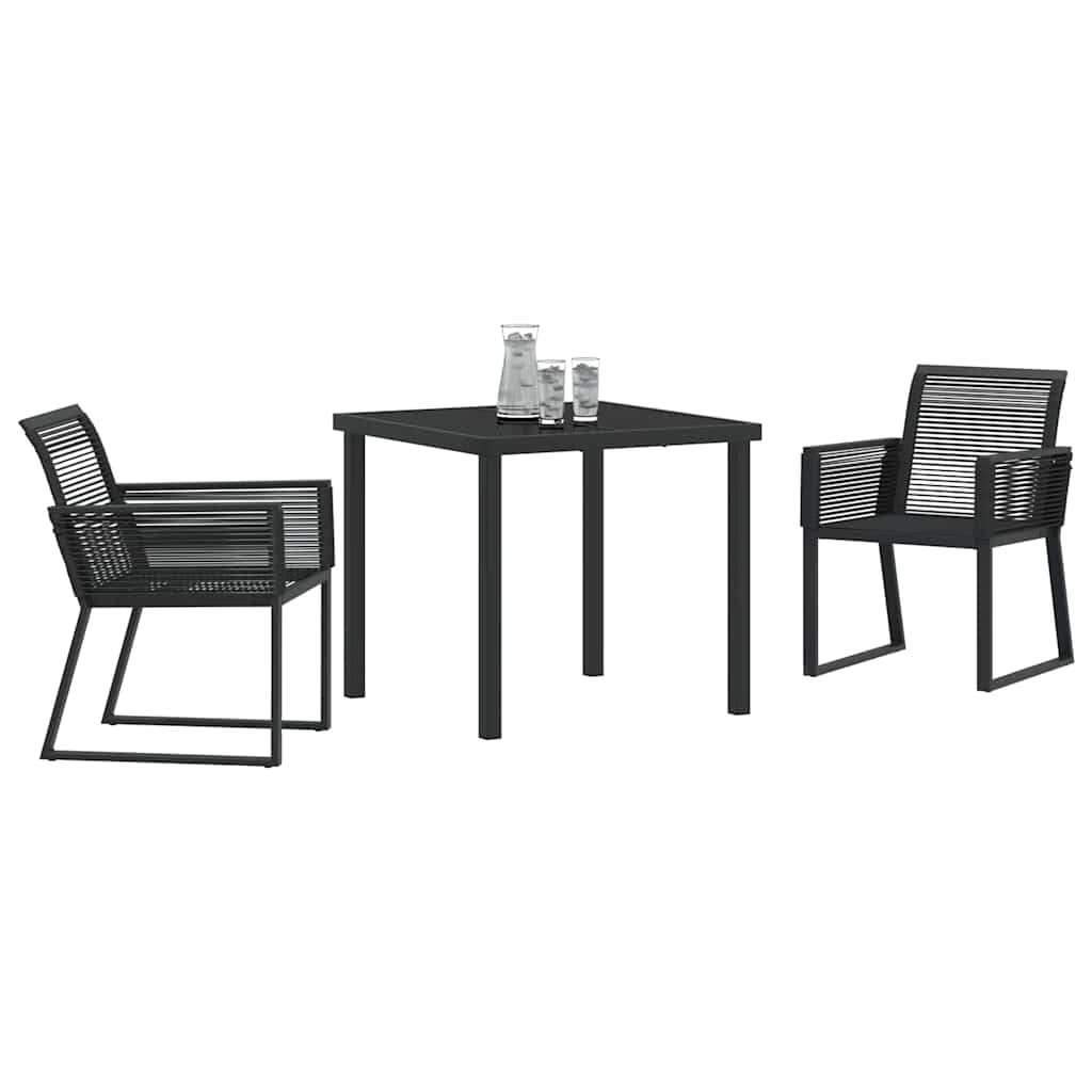 Vrtni set za objed 3 pcs Crna Čelik s prahom premazan