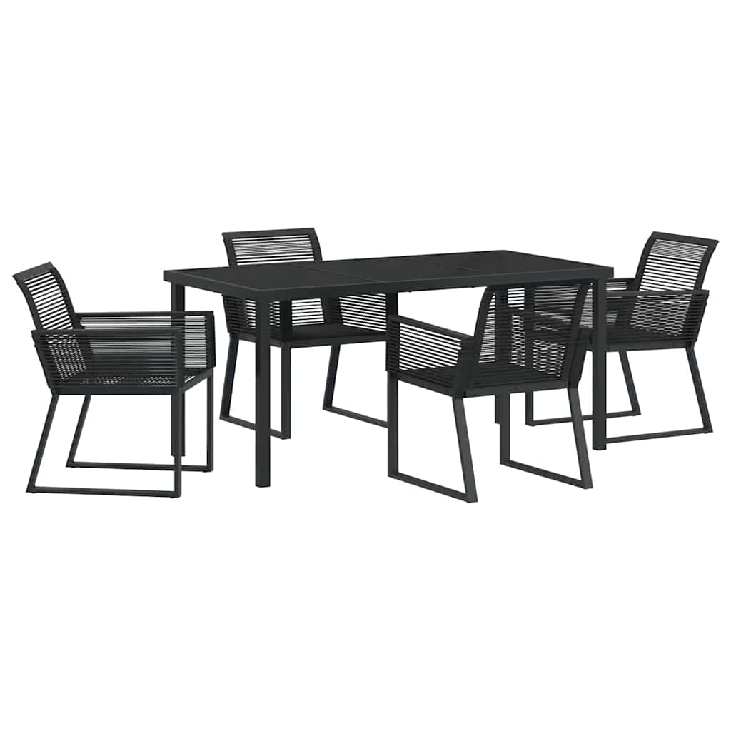 Vrtni set za objed 5 pcs Crna Čelik s prahom premazan