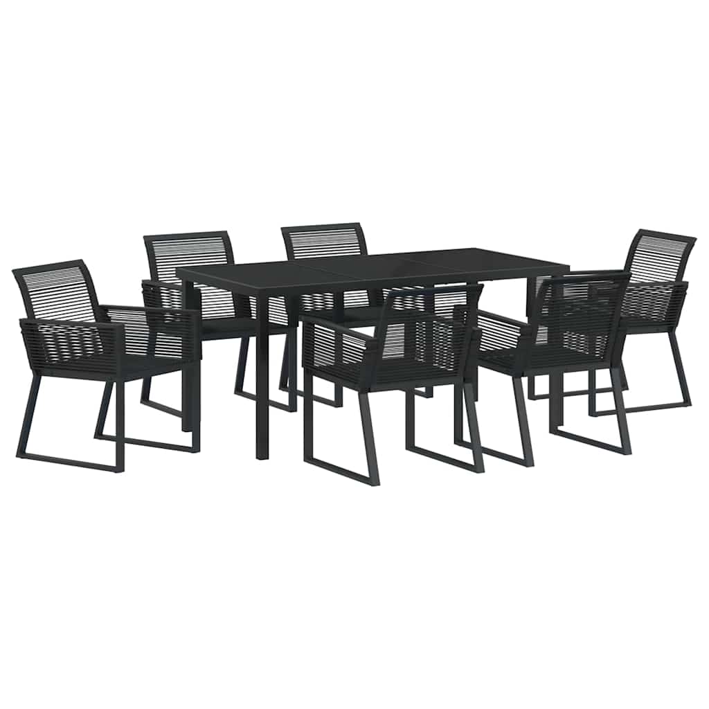 Vrtni set za objed 7 pcs Crna Čelik s prahom premazan