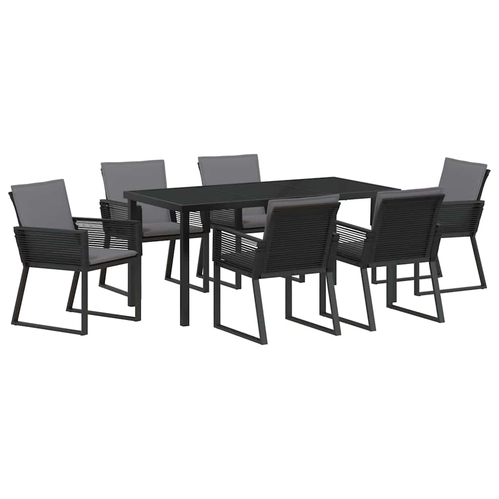 Vrtni set za objed 7 pcs Crna Čelik s prahom premazan