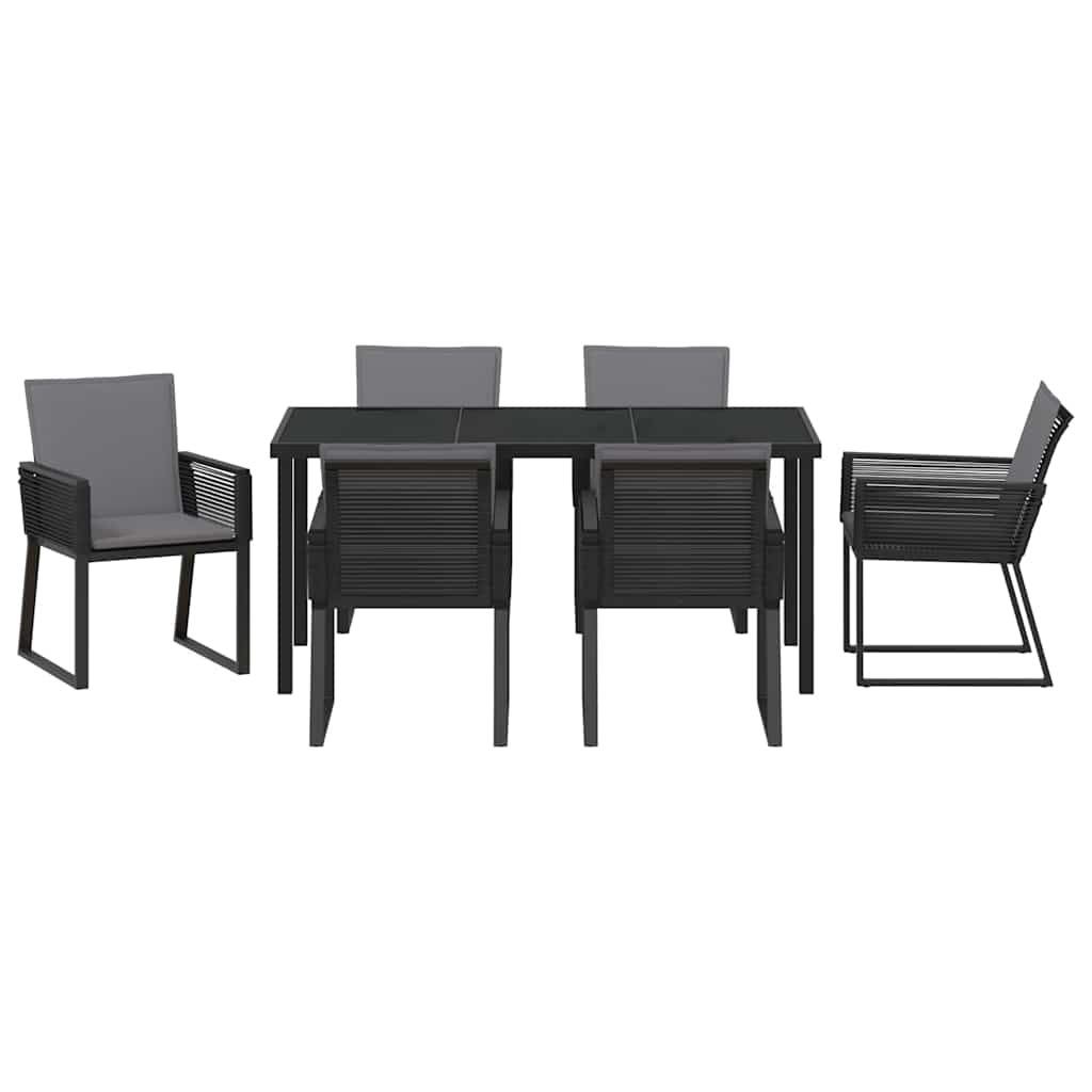 Vrtni set za objed 7 pcs Crna Čelik s prahom premazan